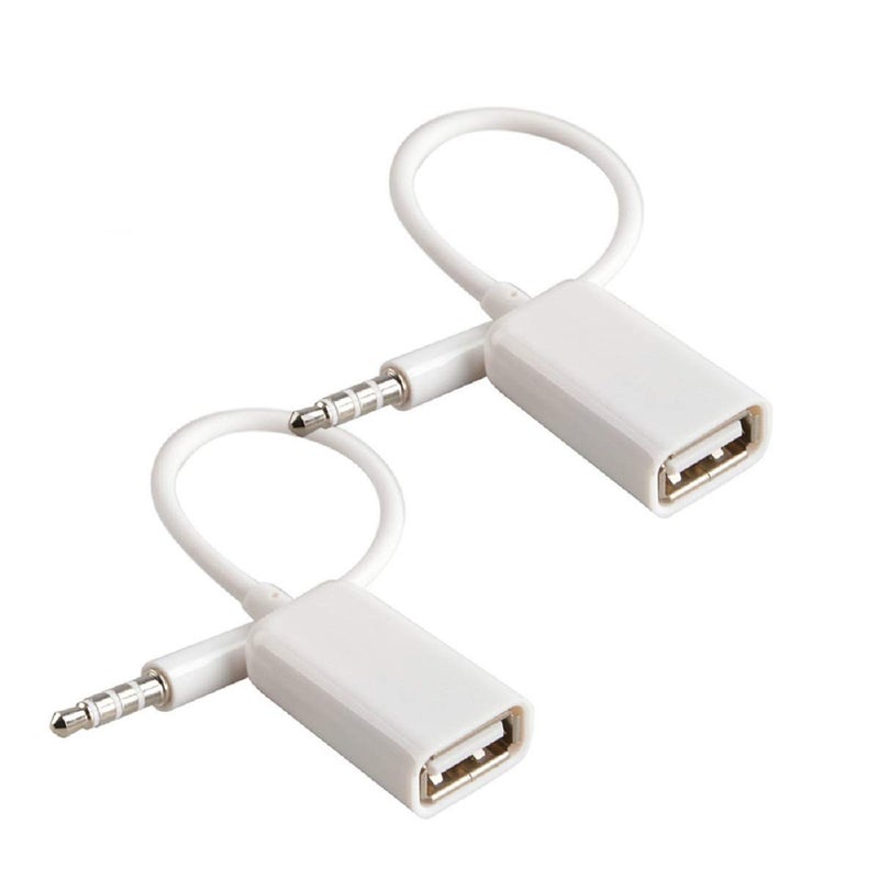 Oxsubor AUX to USB Adapter, 3.5mm Male Audio Jack to USB 2.0 Female Converter Cable, 2-Pack â€“ Only for Car AUX-in with MP3 Decoder, Not for Headphones, Speakers, Computers, or MP3 Players - Image 1